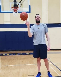 Eric Franklin with basketball in hand